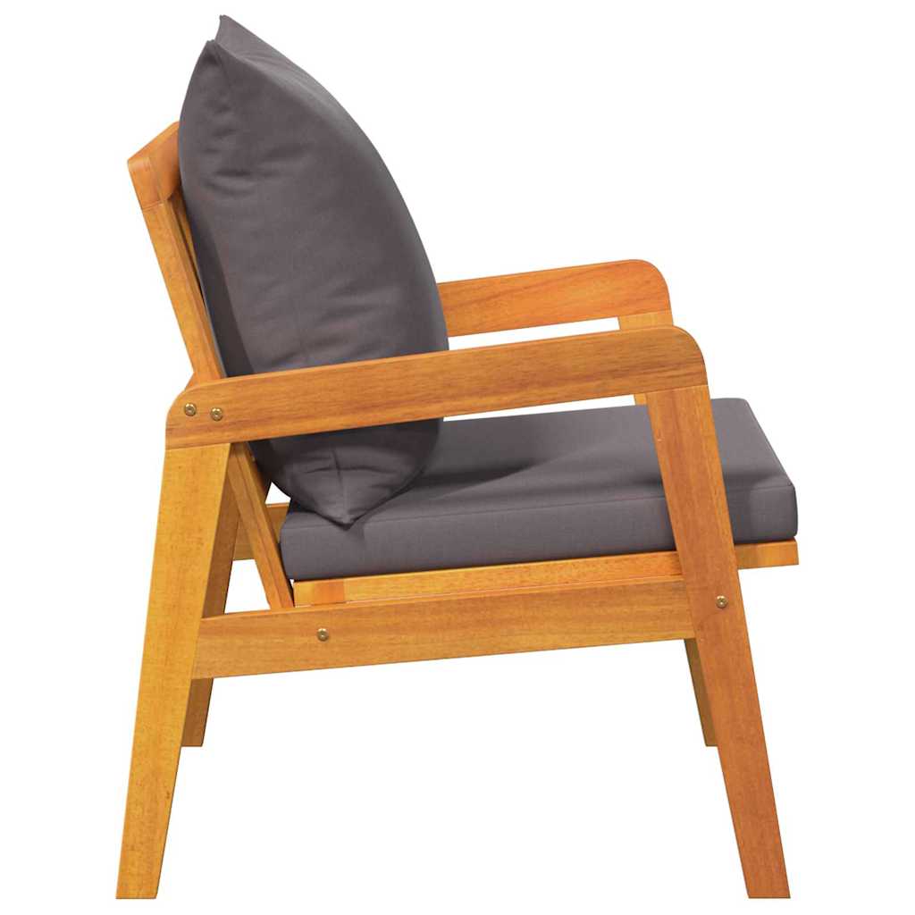 Garden Chair with Cushions 2 Pieces Oil Natural Finish 65 X 59.5 X 72 Cm