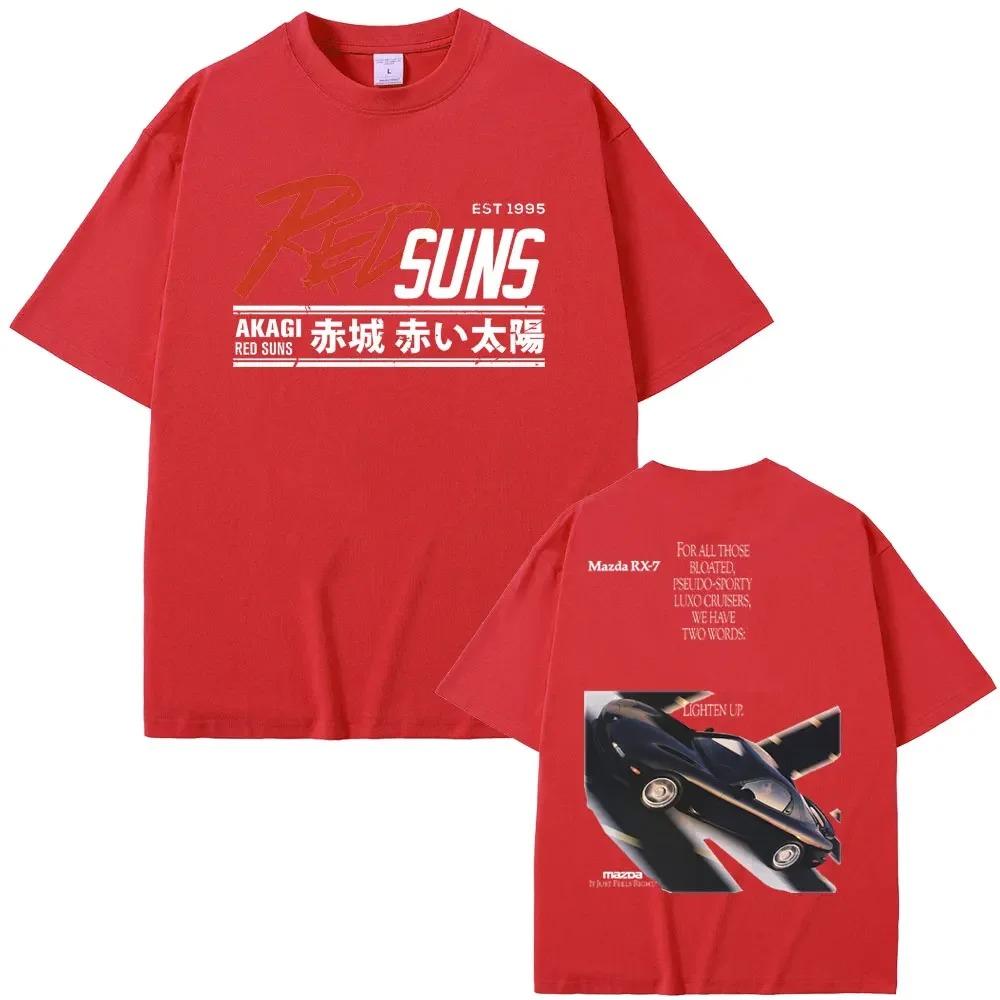 2024 Japanese Anime Drift Initial D Akagi RedSuns Printed Tshirt Manga Men T-shirts Skyline GTR JDM Racing Graphic T Shirt Tops