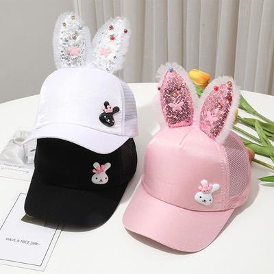 Summer Children's Net Hat Boys' Duckbill Hat Rabbit Ear Glitter Baseball Cap Sunshade