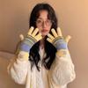 Rainbow Color Striped Knitted Gloves Korean Style Full Fingers Mittens  Winter
