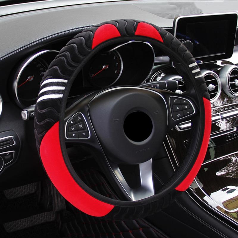 Car Steering Wheel Cover Plush Little Monster 37-38cm Elastic Warm Anti-slip Wheel Cover Multiple Colors Car Styling Accessories