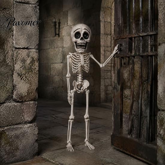 Halloween Party Supplies Posable Skeleton Decoration, 41 Inch Full Body Hanging Human with Movable Joint for Joints Yard Garden Porch Lawn Haunted