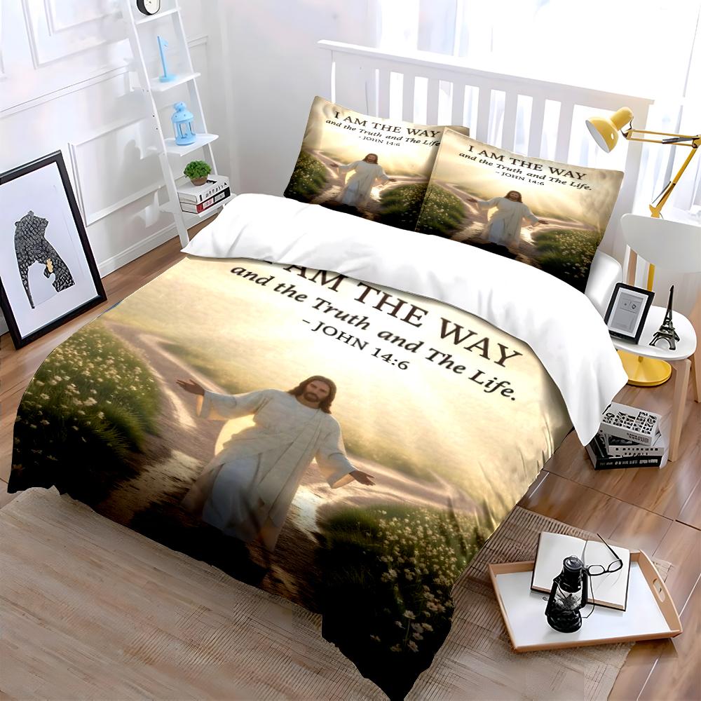 Christian Bedding Set with John 14:6 Verse Bedding set (1 duvet cover, 2 pillowcases, duvet not included)