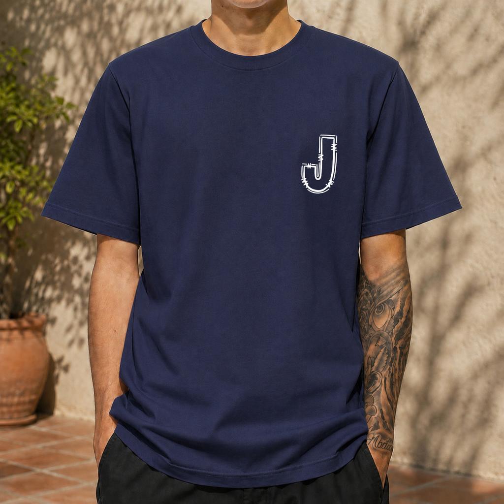 2026 New Cotton Tshirt Vintage Distressed Initial J Pocket Small Logo Print Casual Short Sleeve