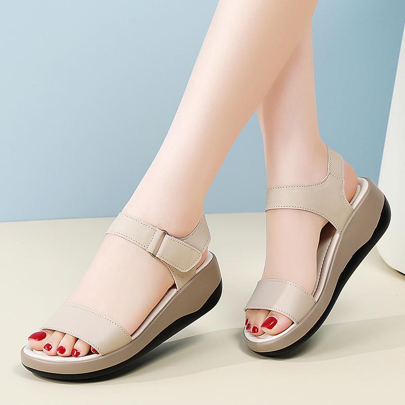 Women Summer Elevator Platform Sandals Outdoor Dressy Open Toe Casual Girls Big Size Thick Sole Black Grey Sandals