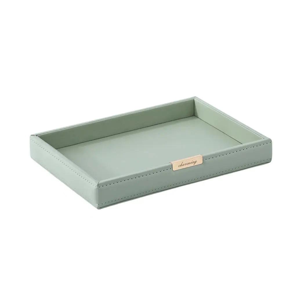 Nordic Desktop Storage Tray Leather Decorative Vanity Tray Watch Holder Perfume Tray  Bedroom