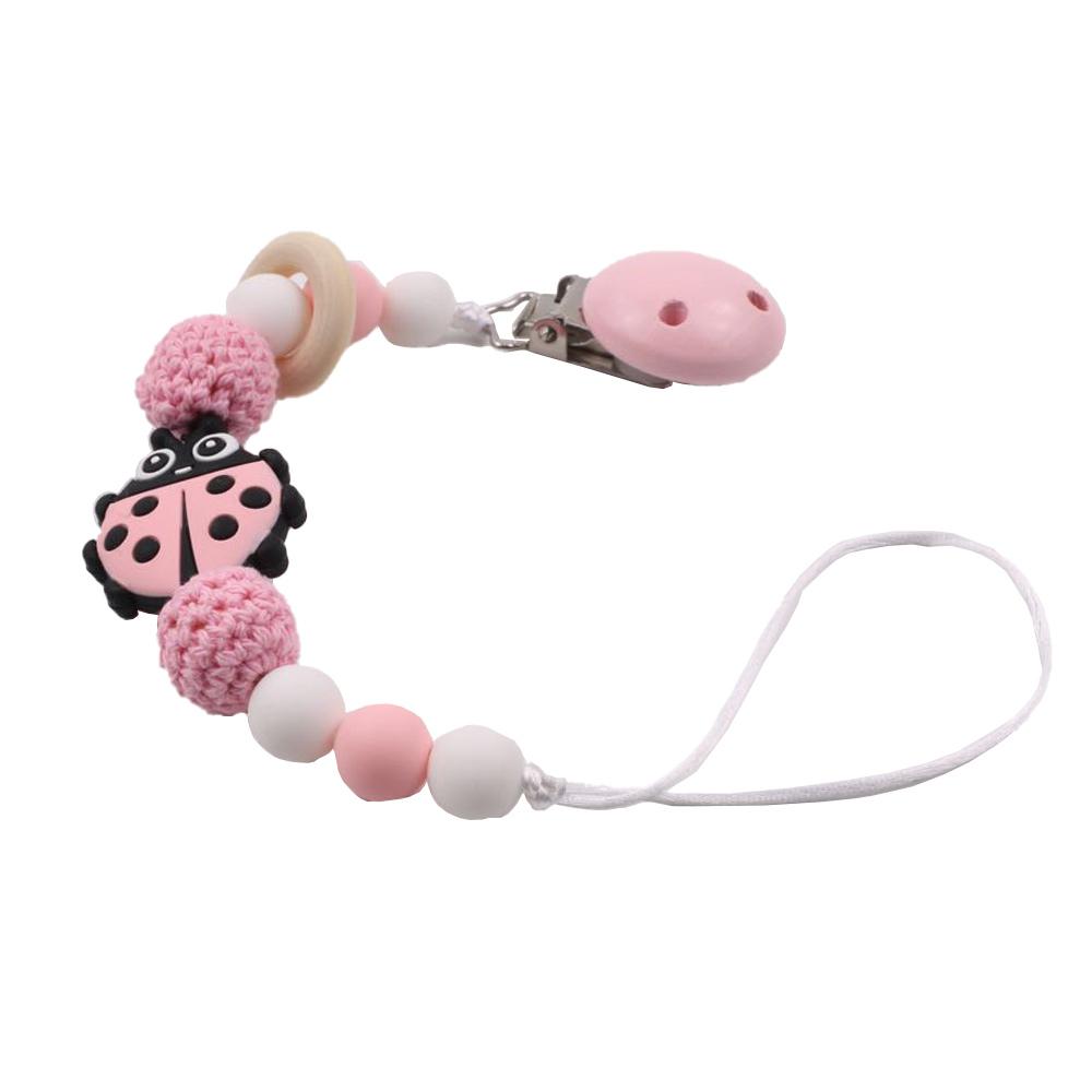 Baby Pacifier Holder Chain, Insect-shaped Silicone Teether Clips, Drop Prevention Soother Leash with Chewable Links for Newborns