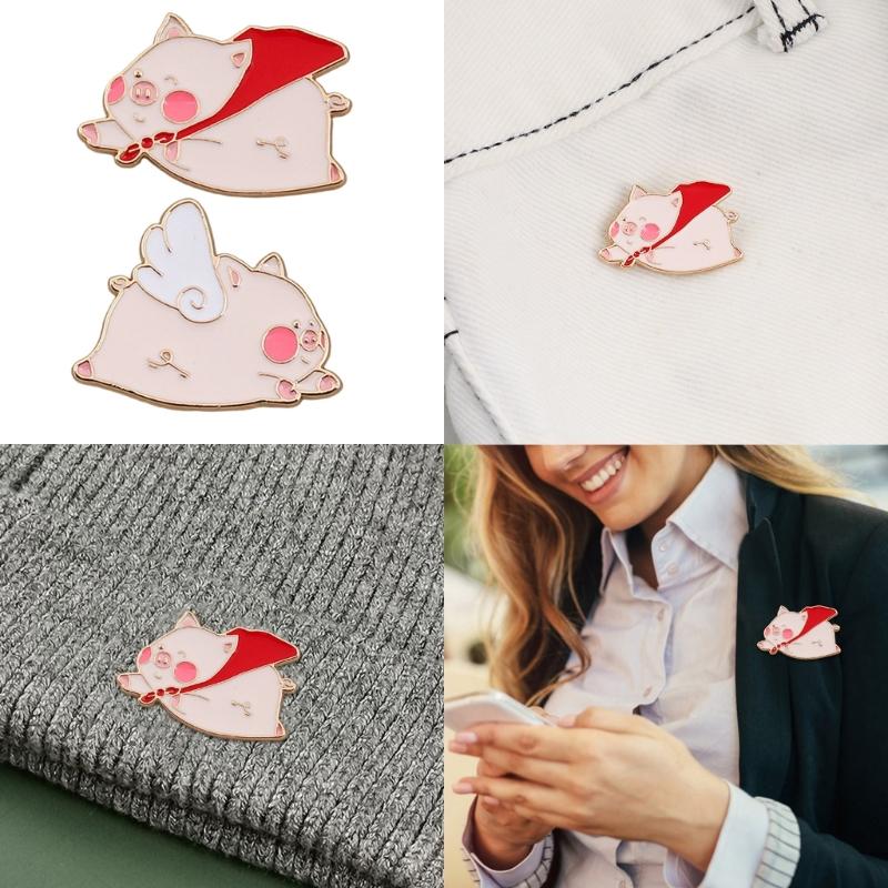 Animal Brooch Pin Cartoon Enamel Lapel Pin Clothing Jewelry Flying Pig Brooch Animal Pin Suitable for Daily Party Wear