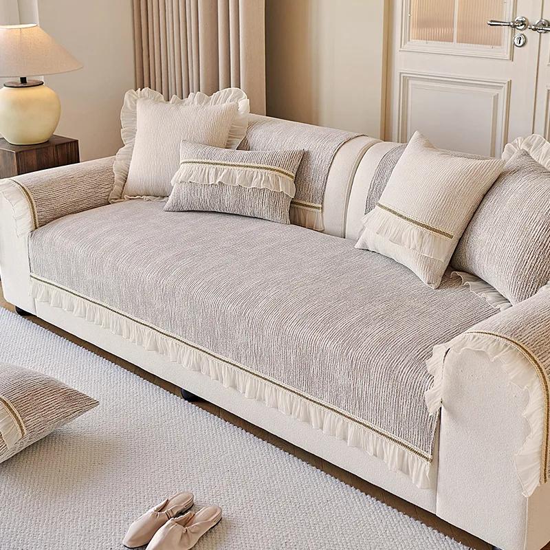 Nordic Wind Snow Neil Sofa Cushion Four Season Universal Dustproof And Anti Slip Cat Claw Sofa Cover Cloth Towel For Living Room
