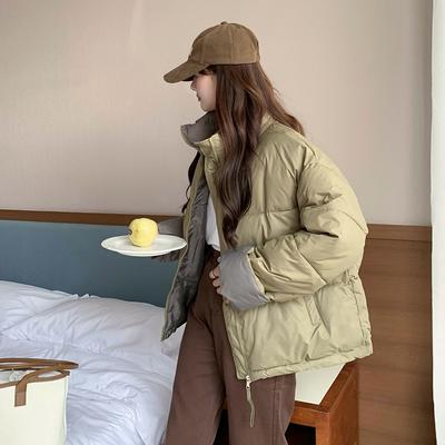 Herbst- und Winter Daunen-Baumwolljacke, lockere und modische Damenbekleidung, dicke Brotjacke, kurze Baumwolljacke, lässige Stehkragen-Baumwolljacke