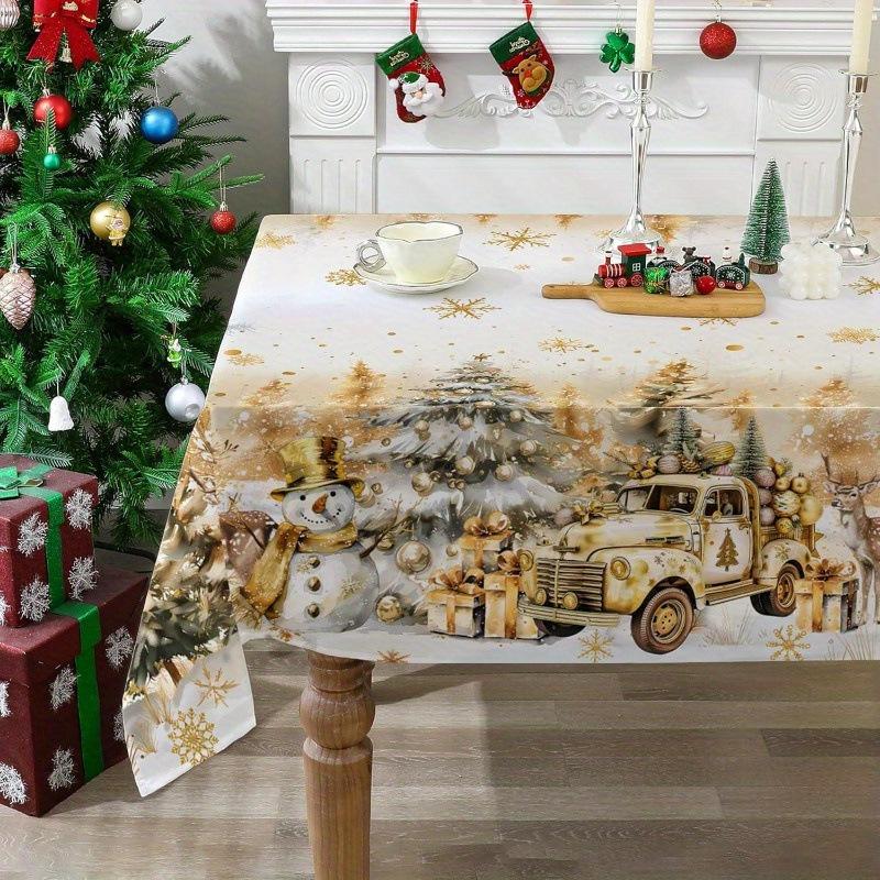 Waterproof Christmas Tablecloth Digital Print Kitchen Dining Table Decor Washable Holiday Home Decor