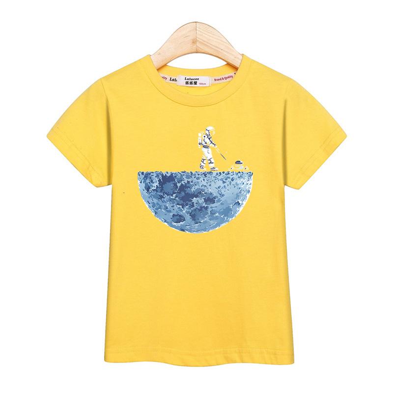Astronaut New Cartoon T-shirt Boys Summer Shirt Children Short Sleeved Tops Spaceman Clothes