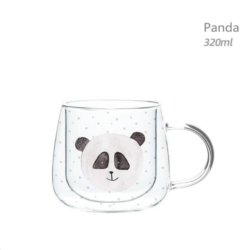 Cartoon Double Wall Glass Coffee Mugs, Animals Pattern, Rabbit, Cat, Cups, Breakfast, Tea, Milk, Drinkware, Kids Gifts, 320ml 301-400ml
