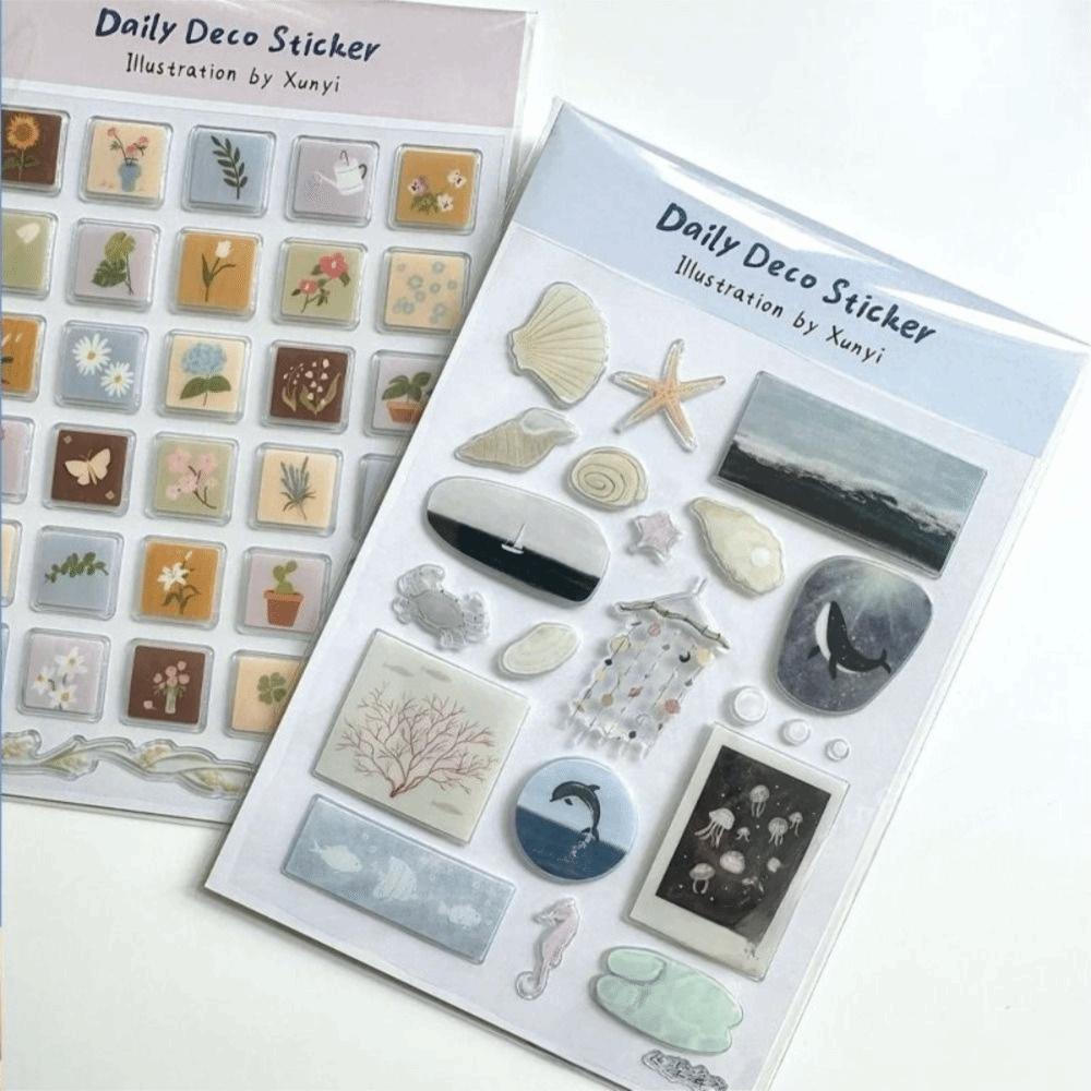 Self-adhesive Decoration 3D Jelly Stickers Cartoon Ocean World Journal Stickers  Tablet Computers