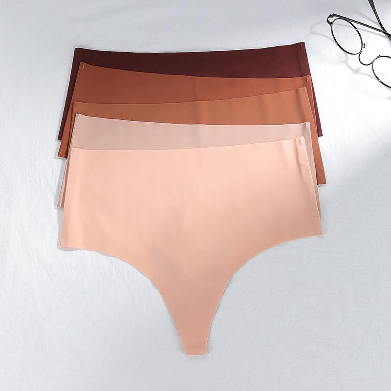 Large Size Seamless One-piece High-waisted Ice Silk T-pants Sports Quick-drying Breathable Sexy Random-cut Underwear