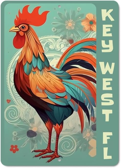 Key West Rooster Aluminum Metal Decor Sign aluminum sign 20x30cm(7.8x11.8inch)
