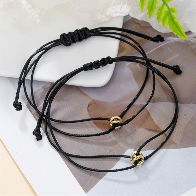 2 buc Brățări de Cuplu Mărgele Norocoase Lanț de Mână Reglabil Handmade Lanț de Încheietură cu Frânghie Împletită Accesoriu