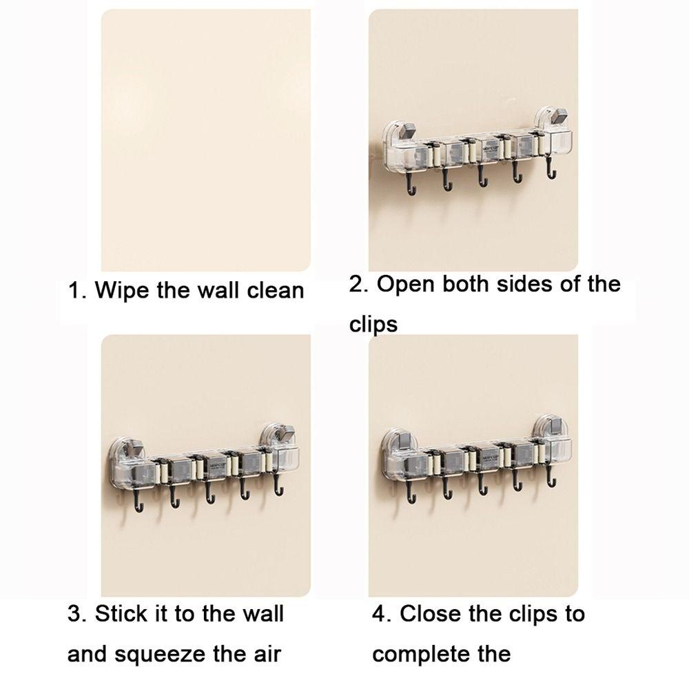 Plastic Mop Clip Rack Non Punching Mop Holder Multifunctional Broomstick Hanger  Kitchen