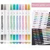 10PCS Brush Fine Nibs Paint Marker Acrylic Acts for DIY Scrapbooking Back To School Dual Tip Metallic Marker Pen MKB02