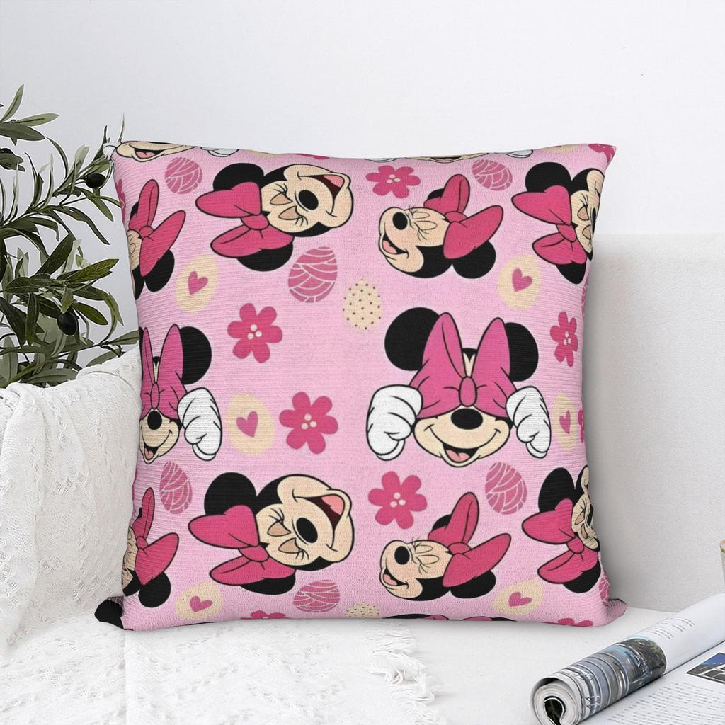 Pink Minnie Cartoon Square Pillow Case Mickey Cushion Covers Custom Zipper Decorative Throw Pillow Case Cover for Seat 18"x18"