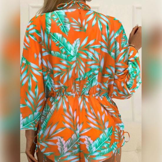 3 ks/sada Populární souprava bikin body stahovací pas Oblékací vycpávky Třídílné dámské návlekové kombinéza Krycí souprava bikin Plážové oblečení