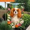 2D Flat - 2D Flat Printing Garden Flag 1pc, Dog In Colorful Flowers Durable Single-Sided Print Yard Flag, Garden And Home Holiday Decoration, 29.97X44