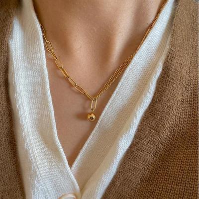 Small Gold Ball Simple Plain Chain Necklace Collarbone Chain Women's Ins Fashion Hip-hop Jewelry
