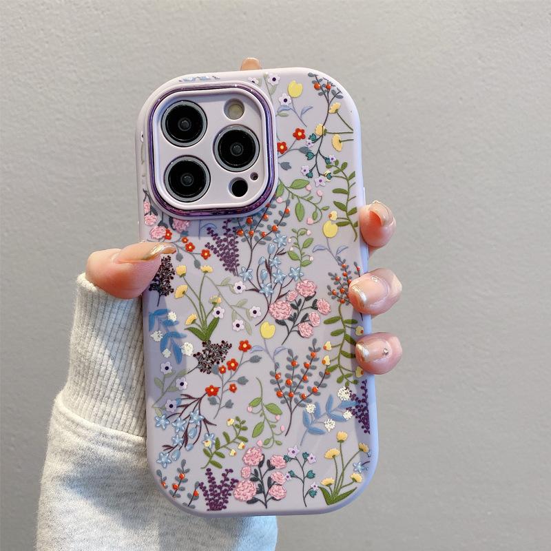 Creative flowers apply to Apple 17promax fine hole fat mobile phone case iPhone new models apple 17promax