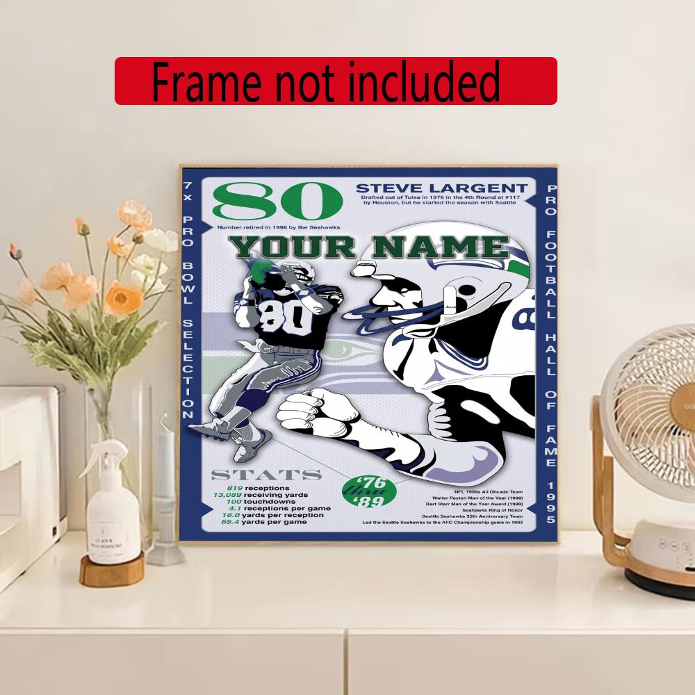 Seattle Seahawks Personalized Text Diamond Painting Round Diamond Mosaic Rhinestones Diamond Embroidery Craft Kit Wall Decor Without Frame