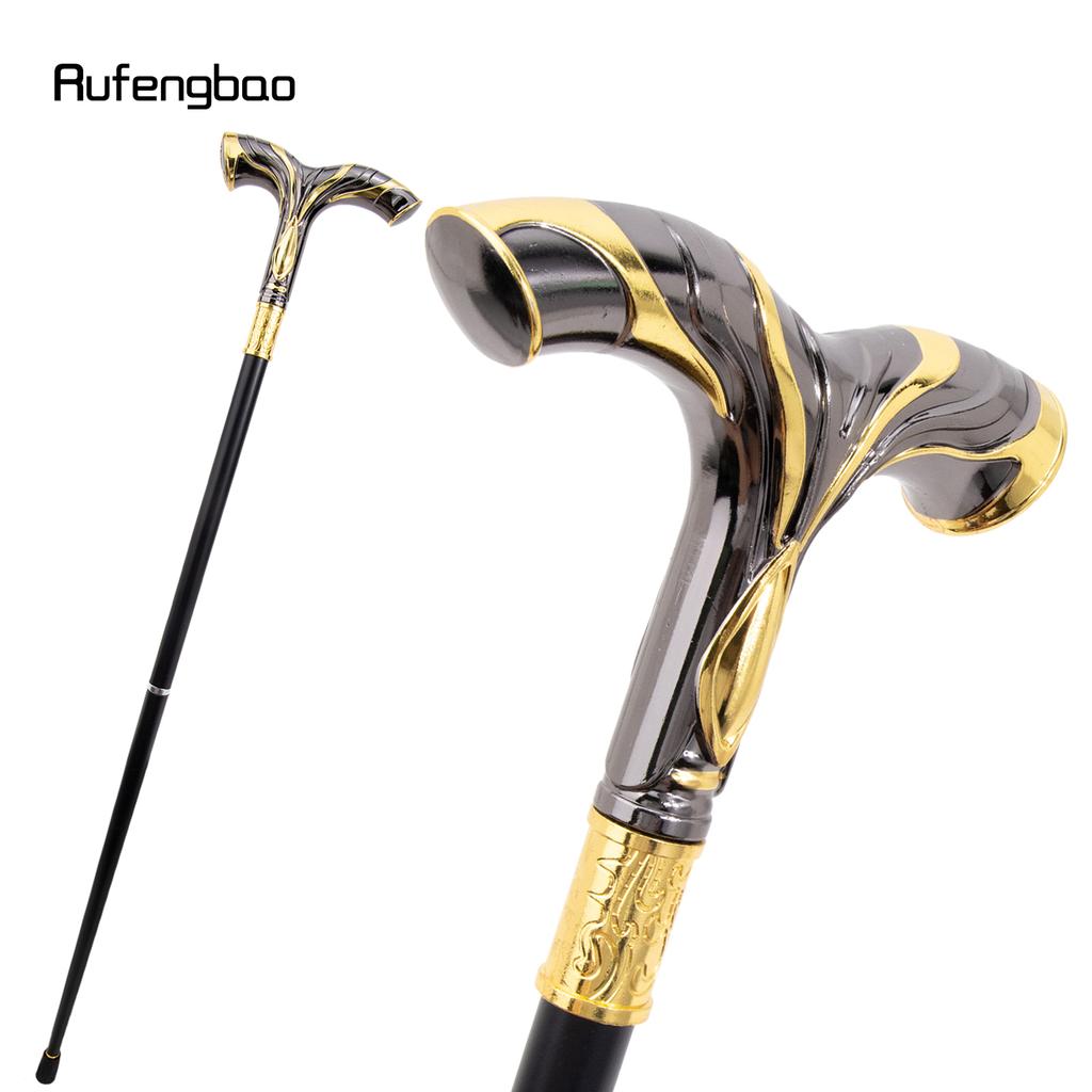 Gold Schwarz Fließende Linien Adler Luxus Mode Cosplay Stock Party Dekorativer Stock Eleganter Krummstabknauf Gehstock 92cm