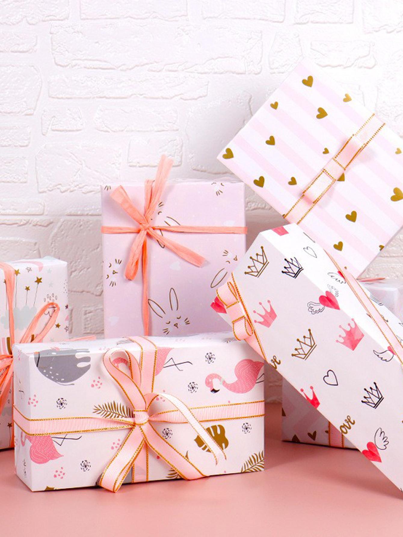 

6 Types/set of Valentine s Day Gift Wrapping Paper, Heart Pattern, Birthday Gift Paper, Wedding DIY Craft Paper, Holiday Decorat