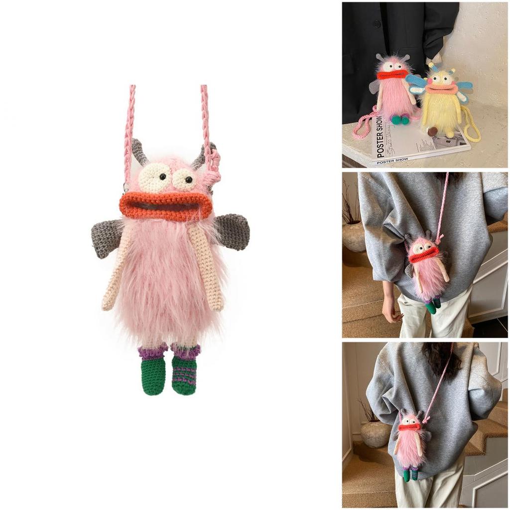 Funny Big Mouth Woven Crossbody Bag For Daily Casual Wear