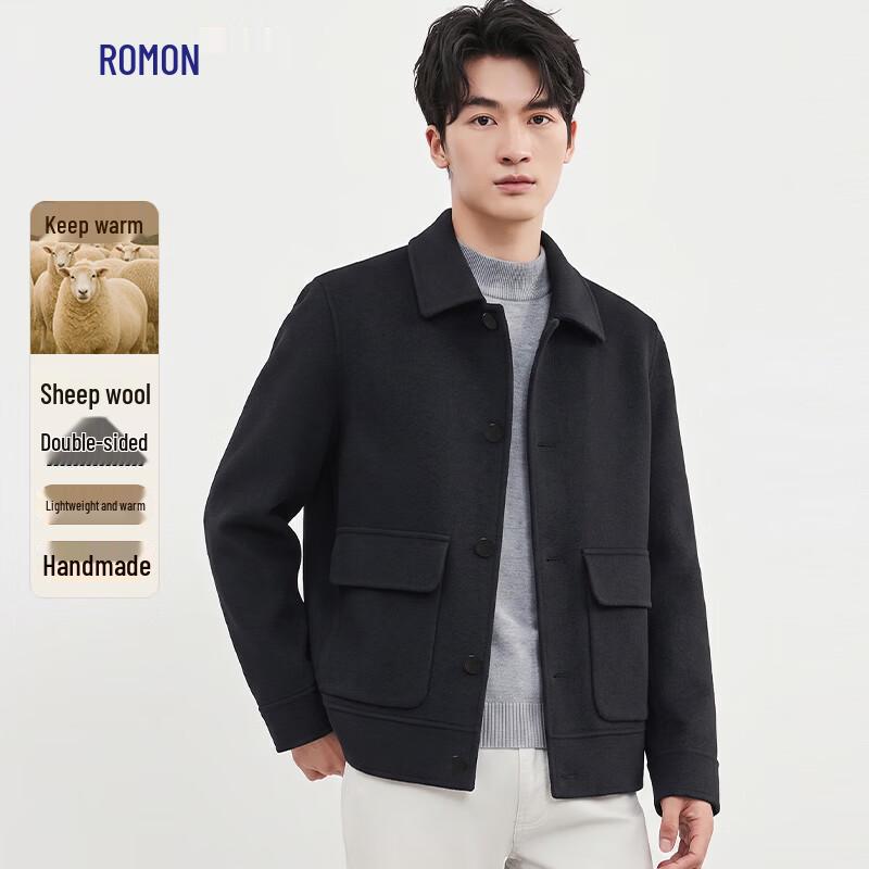 Luomeng Men's Double-Faced Wool Blend Business Casual Jacket