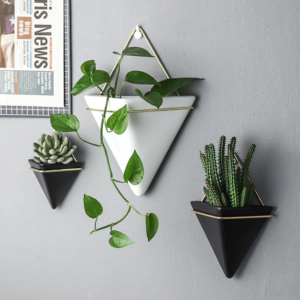 Simple Container Nordic Wall Mounted Flowerpot Succulent Plant hydroponic ceramic flower pot Iron Vases hanging potted plant