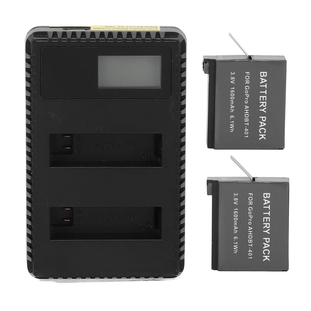 Camera Battery Charger Dual Slot LCD Display Safe USB Battery Charging Station for Hero 4