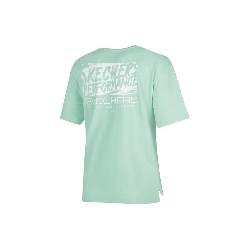 Skechers Pullover Round Neck Letter Print Quick-Dry Short Sleeve T-Shirt Women Tops Lichen-Green P224W052-0421