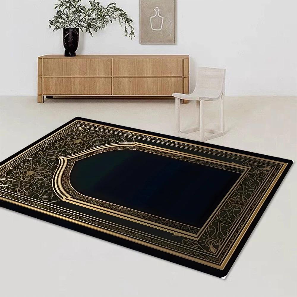 Islamischer Muslimischer Teppich für Wohnzimmer Schlafzimmer Nachttisch Bodenmatte Zuhause Lounge Dekoration Saugfähig Anti-Rutsch Fußmatte Gebetsteppiche