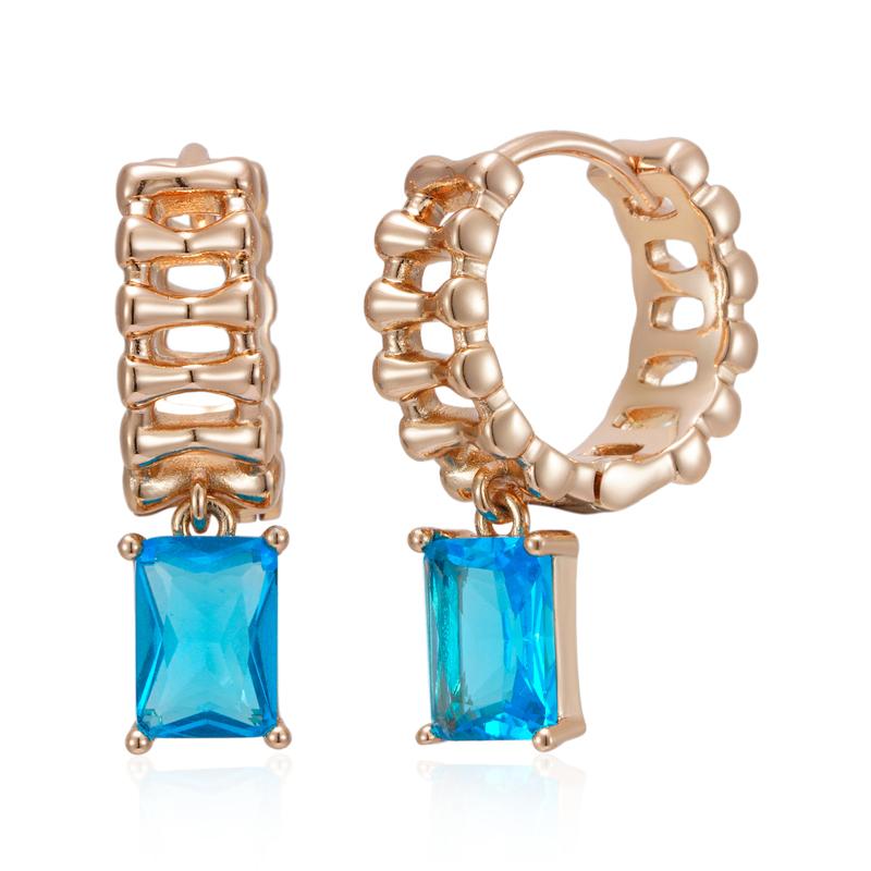 Необычные серьги-кольца цвета розового золота для женщин, блестящие зеленые натуральные цирконы, аксессуары, повседневные изящные подвесные украшения