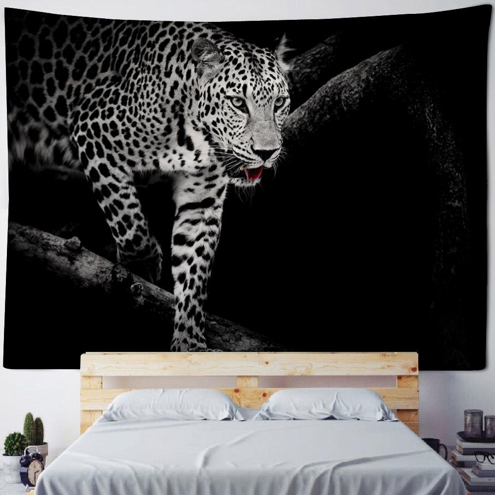 Mountain Top Snow Leopard Tapestry Living Room Decoration Cheetah Background Bedroom Wall Hanging Cloth Home Aesthetics
