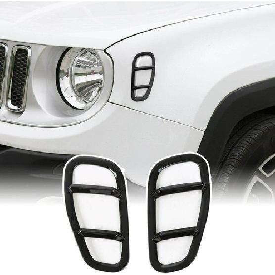 2 Stück Kotflügel-Seitenblinker-Abdeckung Schutzleistenrahmen für 2015- Jeep Renegade Schwarz