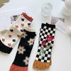 Stripe Grid Five Finger Tube Socks Breathable Toe Separator Socks Split Toe Short Socks  Daily