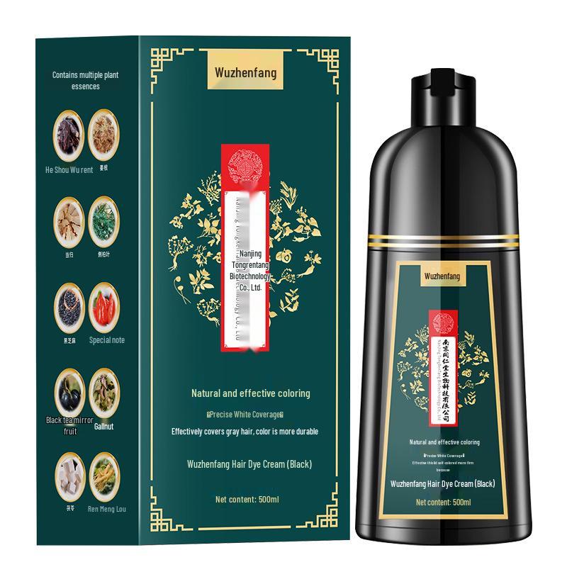 

Tongrentang Natural Hair Dye Cream for Gray Hair - Black, No Scalp Staining, One Wash, Men s Formula.