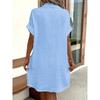 Summer Simple V-neck Button-down Cotton Linen Dress for Women Shirt Dress