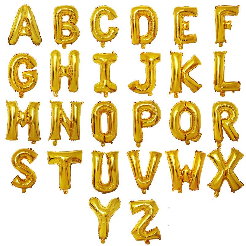 50pcs Letter Balloon Aluminum Foil 50 Cm Bright Gold Silver Aluminum Film Letter Balloon
