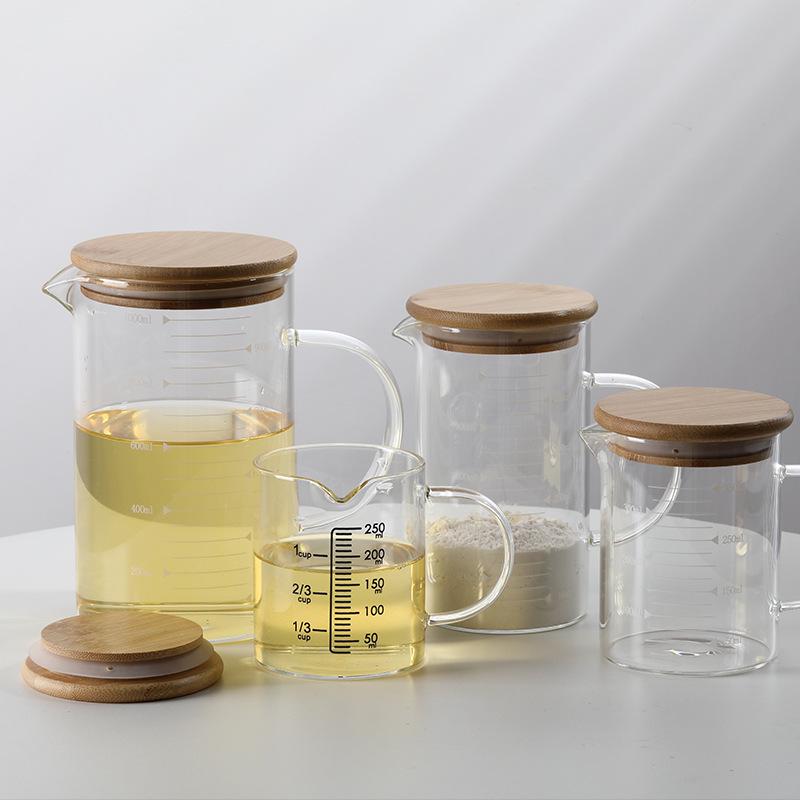 High Borosilicate Heat-Resistant Transparent Glass Measuring Cup with Scale - Thickened, Large Capacity for Household Use