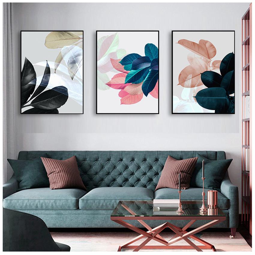 Wall Art Canvas Painting S and Prints Colorful Leaves Pictures for Living Room Home Decoration Nordic Plants