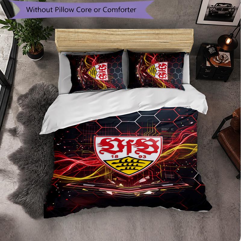 Set Biancheria da Letto Calcio VfB Stuttgart 3 Pezzi Morbido Set Copripiumino con Federe Set Decorazione Camera da Letto per la Casa