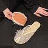 Fashion Rubber Slippers Cover Toe Shoes Glitter Slides Slipers Women Fashion Flat Jelly 2025 Luxury Crystal Female Shoes Womens Slippers