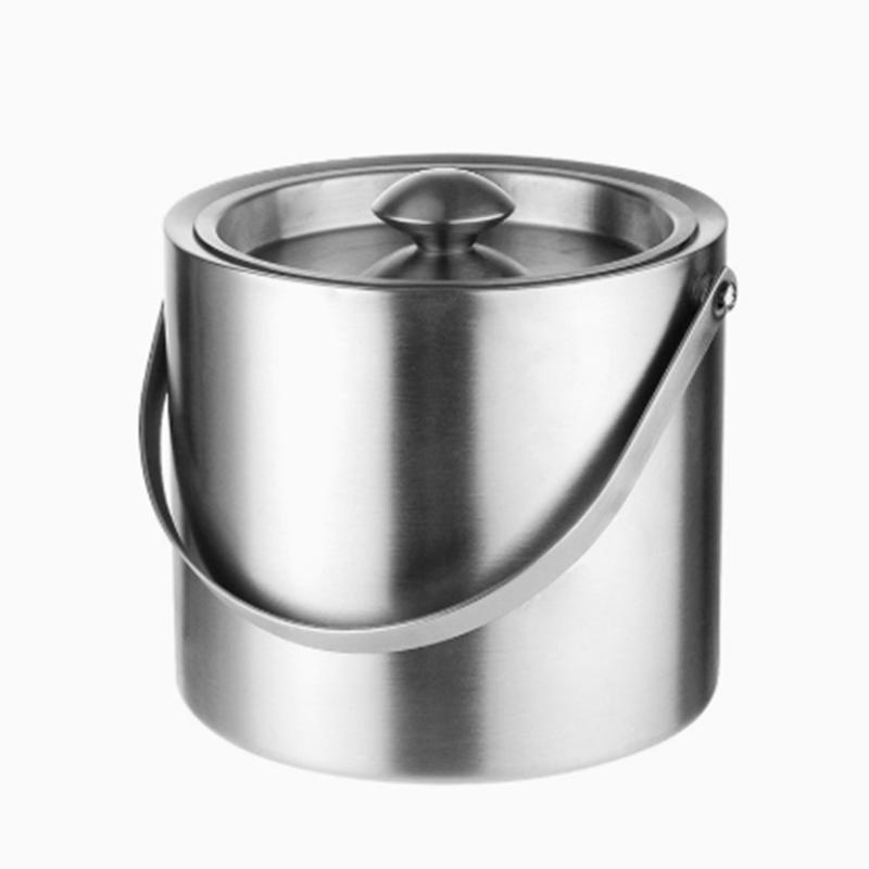 Fanshun 3L Stainless Steel Double-Layer Ice Bucket with Tongs
