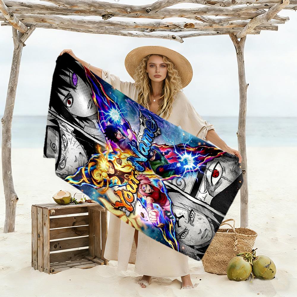 Naruto Character Customize Text Beach Towel Soft Durable Quick-Dry Suitable for Sports Travel Swimming Yoga Bathroom Beach And Pool